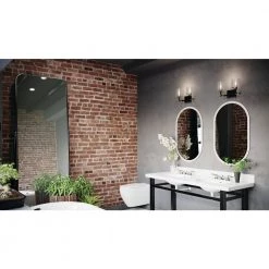 Harvan 15 in. 2-Light Black Bathroom Vanity Light with Clear Ribbed Glass by KICHLER -Kichler Sales black kichler vanity lighting 55106bk 76 1000