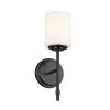 Ali 1-Light Black Bathroom Wall Sconce with Satin Etched Case Opal Glass Shade by KICHLER