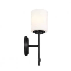 Ali 1-Light Black Bathroom Wall Sconce with Satin Etched Case Opal Glass Shade by KICHLER -Kichler Sales black kichler vanity lighting 55140bk c3 1000