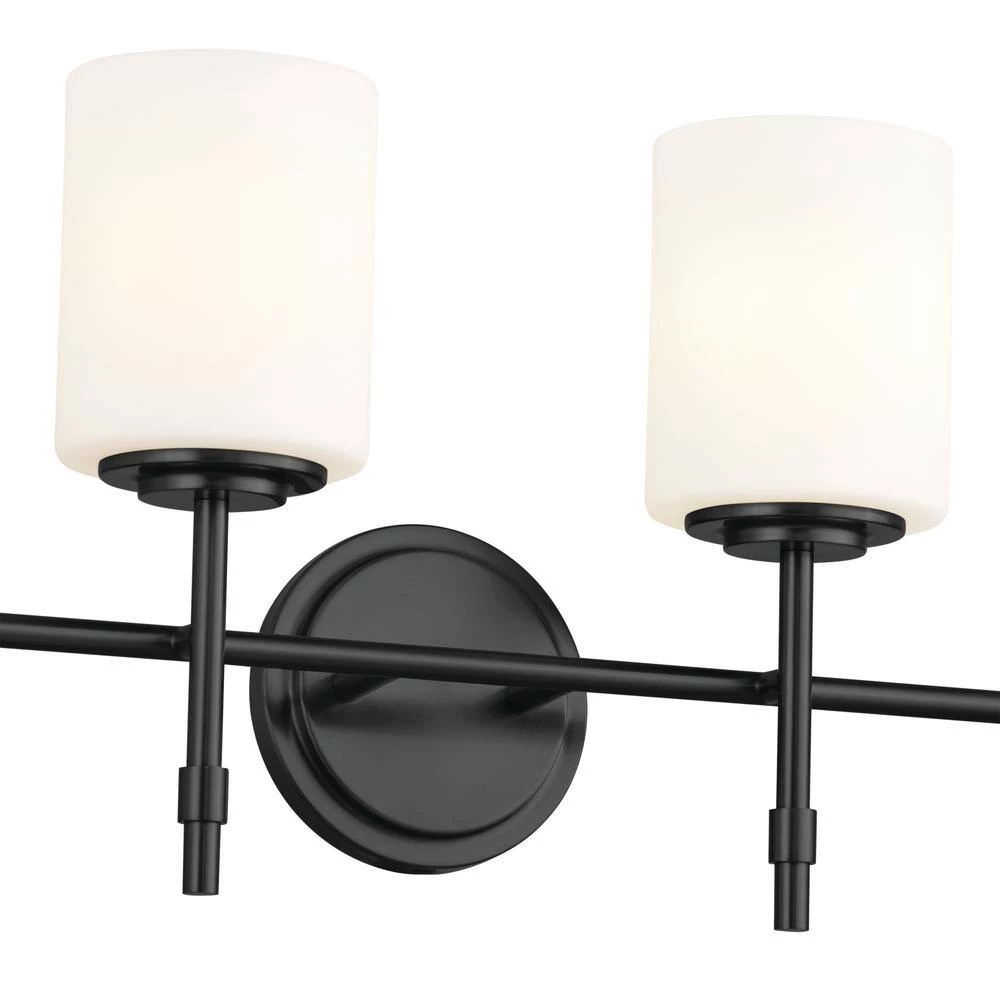 Ali 32.5 in. 4-Light Black Bathroom Vanity Light with Satin Etched Case Opal Glass Shades by KICHLER 8 Ali 32.5 in. 4-Light Black Bathroom Vanity Light with Satin Etched Case Opal Glass Shades by KICHLER - Image 6