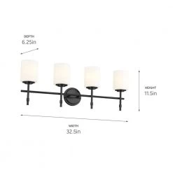 Ali 32.5 in. 4-Light Black Bathroom Vanity Light with Satin Etched Case Opal Glass Shades by KICHLER 16 Ali 32.5 in. 4-Light Black Bathroom Vanity Light with Satin Etched Case Opal Glass Shades by KICHLER -Kichler Sales black kichler vanity lighting 55143bk 44 1000