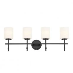 Ali 32.5 in. 4-Light Black Bathroom Vanity Light with Satin Etched Case Opal Glass Shades by KICHLER 14 Ali 32.5 in. 4-Light Black Bathroom Vanity Light with Satin Etched Case Opal Glass Shades by KICHLER -Kichler Sales black kichler vanity lighting 55143bk 4f 1000