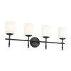 Ali 32.5 in. 4-Light Black Bathroom Vanity Light with Satin Etched Case Opal Glass Shades by KICHLER -Kichler Sales black kichler vanity lighting 55143bk 64 1000