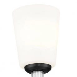 Rosalind 1-Light Black Bathroom Wall Sconce with Satin Etched Cased Opal Glass Shade by KICHLER -Kichler Sales black kichler vanity lighting 55145bk 1f 1000