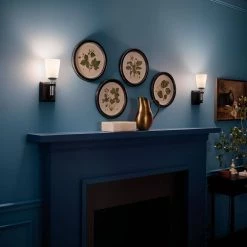 Rosalind 1-Light Black Bathroom Wall Sconce with Satin Etched Cased Opal Glass Shade by KICHLER -Kichler Sales black kichler vanity lighting 55145bk 76 1000