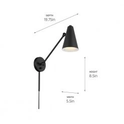 Sylvia 19.75 in. 1-Light Black Office Indoor Wall Sconce by KICHLER -Kichler Sales black kichler wall sconces 52485bkb 66 1000
