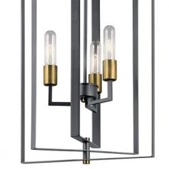 Taubert 3-Light Black/Natural Brass Mid-Century Modern Foyer Pendant Hanging Light by KICHLER -Kichler Sales black natural brass kichler chandeliers 43983bk c3 1000