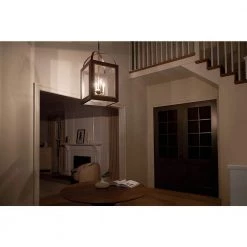 Vath 4-Light Black/Natural Brass Vintage Industrial Foyer Pendant Hanging Light by KICHLER -Kichler Sales black natural brass kichler chandeliers 52029bknbr 44 1000