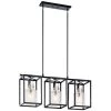 Kitner 3-Light Black with Polished Nickel Vintage Industrial Dining Room Linear Chandelier with Clear Seeded Glass Shade by KICHLER -Kichler Sales black polished nickel kichler chandeliers 52033pn 64 1000