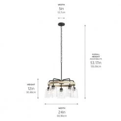 Bolson 5-Light Black with Distressed Antique White Accent Chandelier with Clear Seeded Glass Shades by KICHLER -Kichler Sales black with distressed antique white kichler chandeliers 82380 44 1000
