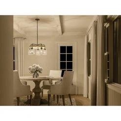 Bolson 5-Light Black with Distressed Antique White Accent Chandelier with Clear Seeded Glass Shades by KICHLER -Kichler Sales black with distressed antique white kichler chandeliers 82380 4f 1000