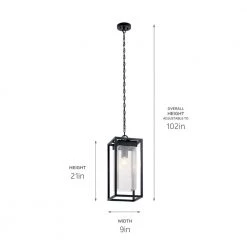 Mercer 1-Light Black Outdoor Hanging Pendant Outdoor Light with Clear Seeded Glass (1-Pack) by KICHLER -Kichler Sales black with silver highlights kichler outdoor pendant lights 59064bsl 44 1000