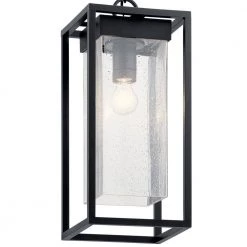 Mercer 1-Light Black Outdoor Hanging Pendant Outdoor Light with Clear Seeded Glass (1-Pack) by KICHLER -Kichler Sales black with silver highlights kichler outdoor pendant lights 59064bsl 4f 1000