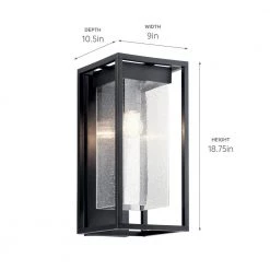 Mercer 18.75 in. 1-Light Black Outdoor Light Wall Sconce with Clear Seeded Glass (1-Pack) by KICHLER -Kichler Sales black with silver highlights kichler outdoor sconces 59062bsl 1f 1000