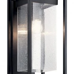 Mercer 18.75 in. 1-Light Black Outdoor Light Wall Sconce with Clear Seeded Glass (1-Pack) by KICHLER -Kichler Sales black with silver highlights kichler outdoor sconces 59062bsl c3 1000