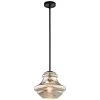 Everly 10.25 in. 1-Light Olde Bronze Transitional Kitchen Schoolhouse Pendant Hanging Light with Mercury Glass by KICHLER -Kichler Sales bronze kichler chandeliers 42044ozmer 64 1000