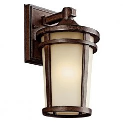 Atwood 11 in. 1-Light Brownstone Outdoor Light Wall Sconce with Umber Mist Glass (1-Pack) by KICHLER