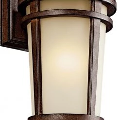 Atwood 11 in. 1-Light Brownstone Outdoor Light Wall Sconce with Umber Mist Glass (1-Pack) by KICHLER -Kichler Sales brownstone kichler outdoor sconces 49071bst c3 1000