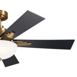 Vinea 52 in. Integrated LED Indoor Brushed Natural Brass Downrod Mount Ceiling Fan with Wall Control by KICHLER -Kichler Sales brushed natural brass kichler ceiling fans with lights 300345bnb 44 1000