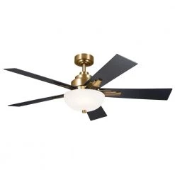 Vinea 52 in. Integrated LED Indoor Brushed Natural Brass Downrod Mount Ceiling Fan with Wall Control by KICHLER -Kichler Sales brushed natural brass kichler ceiling fans with lights 300345bnb c3 1000