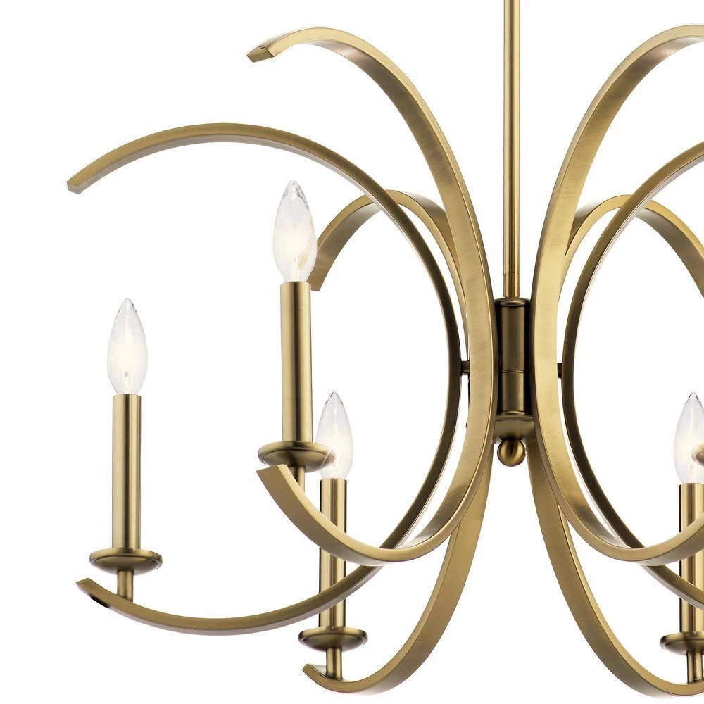 Cassadee 6-Light Brushed Natural Brass Contemporary Candlestick Dining Room Chandelier by KICHLER 5 Cassadee 6-Light Brushed Natural Brass Contemporary Candlestick Dining Room Chandelier by KICHLER - Image 3