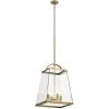 Darton 4-Light Brushed Natural Brass Transitional Large Foyer Pendant Hanging Light with Clear Glass by KICHLER -Kichler Sales brushed natural brass kichler chandeliers 52124bnb 64 1000