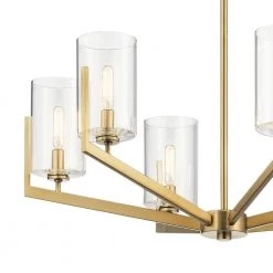 Nye 6-Light Brushed Natural Brass Transitional Dining Room Chandelier with Clear Glass Shade by KICHLER -Kichler Sales brushed natural brass kichler chandeliers 52314bnb 4f 1000