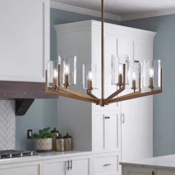 Nye 6-Light Brushed Natural Brass Transitional Dining Room Chandelier with Clear Glass Shade by KICHLER -Kichler Sales brushed natural brass kichler chandeliers 52314bnb 76 1000