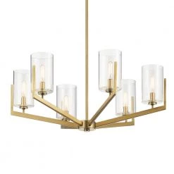 Nye 6-Light Brushed Natural Brass Transitional Dining Room Chandelier with Clear Glass Shade by KICHLER -Kichler Sales brushed natural brass kichler chandeliers 52314bnb c3 1000