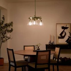 Eastmont 3-Light Brushed Natural Brass Vintage Industrial Dining Room Chandelier with Clear Glass by KICHLER -Kichler Sales brushed natural brass kichler chandeliers 52402bnb fa 1000