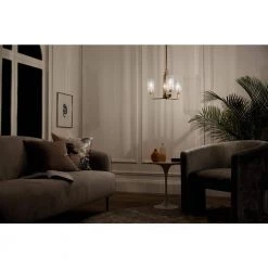 Kimrose 3-Lights Brushed Natural Brass Art Deco Dining Room Chandelier with Clear Fluted Glass by KICHLER -Kichler Sales brushed natural brass kichler chandeliers 52410bnb fa 1000