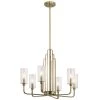 Kimrose 6-Lights Brushed Natural Brass Art Deco Dining Room Chandelier with Clear Fluted Glass by KICHLER -Kichler Sales brushed natural brass kichler chandeliers 52411bnb 64 1000