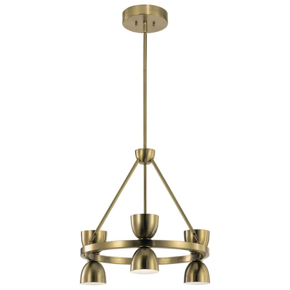 Baland 22 in. 6-Light Integrated LED Brushed Natural Brass Mid-Century Modern Circle Dining Room Chandelier by KICHLER 3 Baland 22 in. 6-Light Integrated LED Brushed Natural Brass Mid-Century Modern Circle Dining Room Chandelier by KICHLER