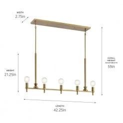 Torvee 42 in. 5-Light Brushed Natural Brass Art Deco Dining Room Linear Chandelier by KICHLER -Kichler Sales brushed natural brass kichler chandeliers 52425bnb 44 1000