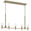 Torvee 42 in. 5-Light Brushed Natural Brass Art Deco Dining Room Linear Chandelier by KICHLER 2 Torvee 42 in. 5-Light Brushed Natural Brass Art Deco Dining Room Linear Chandelier by KICHLER -Kichler Sales brushed natural brass kichler chandeliers 52425bnb 64 1000