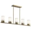 Ciona 43 in. 5-Light Brushed Natural Brass Art Deco Dining Room Linear Chandelier with Round Ribbed Glass by KICHLER -Kichler Sales brushed natural brass kichler chandeliers 52430bnb 64 1000