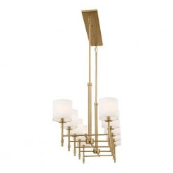 Ali 10-Light Brushed Natural Brass Traditional Dining Room Linear Chandelier with White Fabric Shades by KICHLER -Kichler Sales brushed natural brass kichler chandeliers 52503bnb 4f 1000