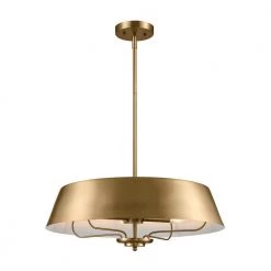 Luella 22 in. 4-Light Brushed Natural Brass Traditional Hallway Shaded Convertible Pendant Hanging Light/Semi-Flush by KICHLER