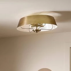 Luella 22 in. 4-Light Brushed Natural Brass Traditional Hallway Shaded Convertible Pendant Hanging Light/Semi-Flush by KICHLER -Kichler Sales brushed natural brass kichler chandeliers 52543bnb fa 1000