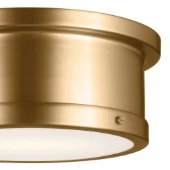 Serca 14.25 in. 2-Light Brushed Natural Brass Traditional Hallway Flush Mount Ceiling Light with Satin Etched Glass by KICHLER -Kichler Sales brushed natural brass kichler flush mount lights 52540bnb c3 1000