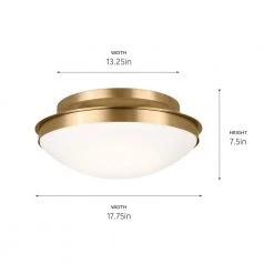 Bretta 17.75 in. 3-Light Brushed Natural Brass Traditional Hallway Flush Mount Ceiling Light with Satin Etched Glass by KICHLER 11 Bretta 17.75 in. 3-Light Brushed Natural Brass Traditional Hallway Flush Mount Ceiling Light with Satin Etched Glass by KICHLER -Kichler Sales brushed natural brass kichler flush mount lights 52545bnb 4f 1000