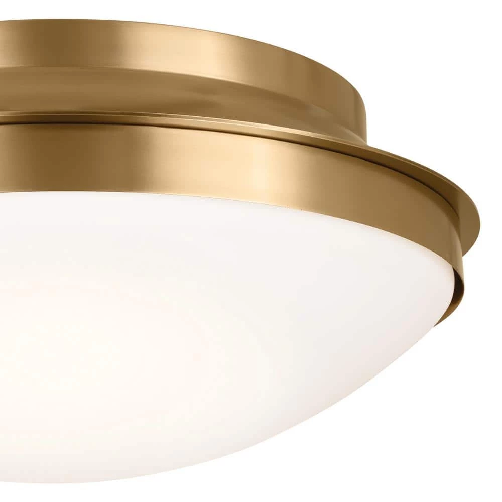 Bretta 17.75 in. 3-Light Brushed Natural Brass Traditional Hallway Flush Mount Ceiling Light with Satin Etched Glass by KICHLER 5 Bretta 17.75 in. 3-Light Brushed Natural Brass Traditional Hallway Flush Mount Ceiling Light with Satin Etched Glass by KICHLER - Image 3
