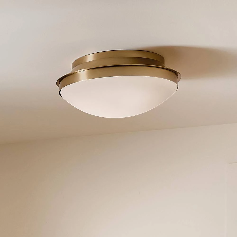Bretta 17.75 in. 3-Light Brushed Natural Brass Traditional Hallway Flush Mount Ceiling Light with Satin Etched Glass by KICHLER 8 Bretta 17.75 in. 3-Light Brushed Natural Brass Traditional Hallway Flush Mount Ceiling Light with Satin Etched Glass by KICHLER - Image 6
