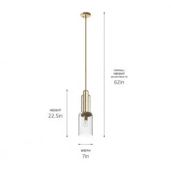 Kimrose 1-Light Brushed Natural Brass Art Deco Kitchen Mini Pendant Hanging Light with Clear Fluted Glass by KICHLER 13 Kimrose 1-Light Brushed Natural Brass Art Deco Kitchen Mini Pendant Hanging Light with Clear Fluted Glass by KICHLER -Kichler Sales brushed natural brass kichler pendant lights 52414bnb 1f 1000