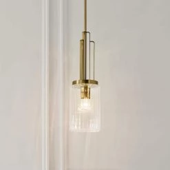 Kimrose 1-Light Brushed Natural Brass Art Deco Kitchen Mini Pendant Hanging Light with Clear Fluted Glass by KICHLER 15 Kimrose 1-Light Brushed Natural Brass Art Deco Kitchen Mini Pendant Hanging Light with Clear Fluted Glass by KICHLER -Kichler Sales brushed natural brass kichler pendant lights 52414bnb 76 1000