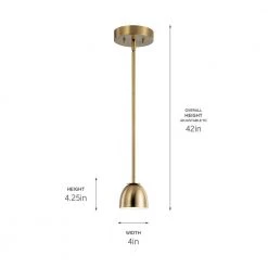Baland 4 in. 1-Light Integrated LED Brushed Natural Brass Mid-Century Modern Kitchen Mini Pendant Hanging Light by KICHLER -Kichler Sales brushed natural brass kichler pendant lights 52419bnbled 4f 1000