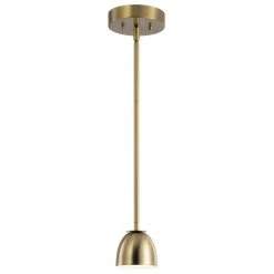 Baland 4 in. 1-Light Integrated LED Brushed Natural Brass Mid-Century Modern Kitchen Mini Pendant Hanging Light by KICHLER