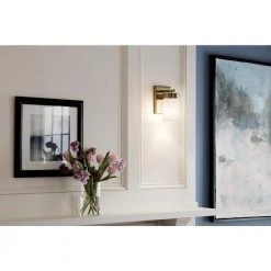 Ciona 9 in. 1-Light Brushed Natural Brass Bathroom Indoor Wall Sconce with Round Ribbed Glass by KICHLER -Kichler Sales brushed natural brass kichler vanity lighting 55110bnb 76 1000