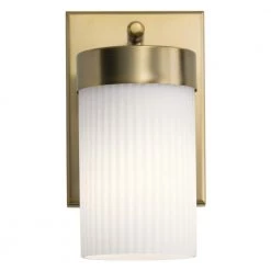 Ciona 9 in. 1-Light Brushed Natural Brass Bathroom Indoor Wall Sconce with Round Ribbed Glass by KICHLER -Kichler Sales brushed natural brass kichler vanity lighting 55110bnb c3 1000