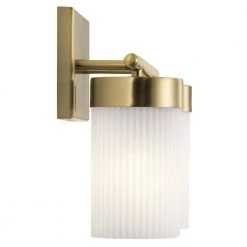 Ciona 14.5 in. 2-Light Brushed Natural Brass Bathroom Vanity Light with Round Ribbed Glass by KICHLER -Kichler Sales brushed natural brass kichler vanity lighting 55111bnb 4f 1000